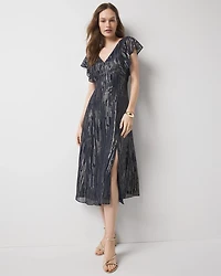 Metallic Clip Midi Slip Dress