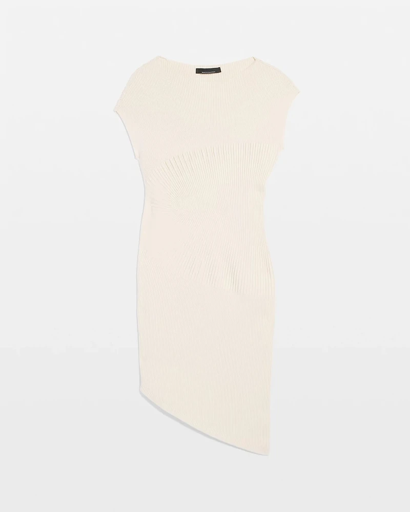 Petite Asymmetric Ribbed Sweater Dress