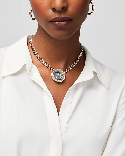 Mixed-Metal Coin Short Necklace