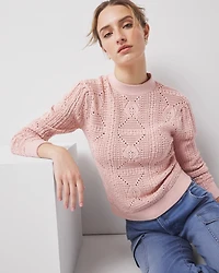 Mock Neck Pointelle Sweater