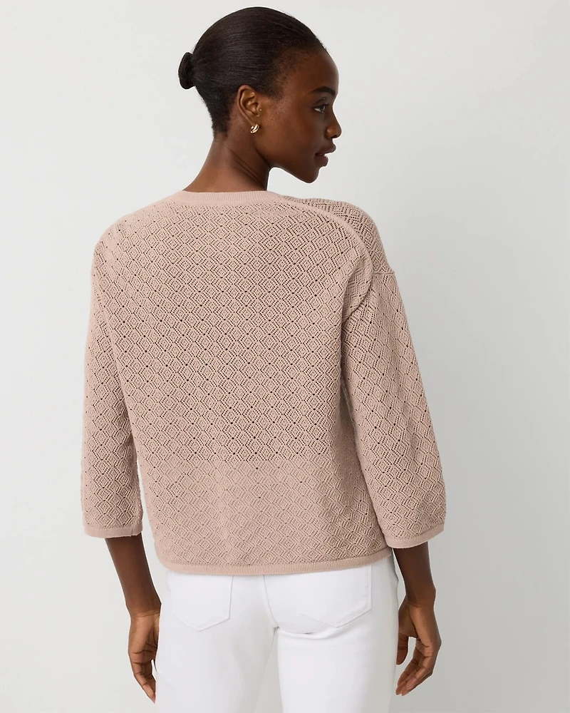 Lace-Up Notch Neck Pullover