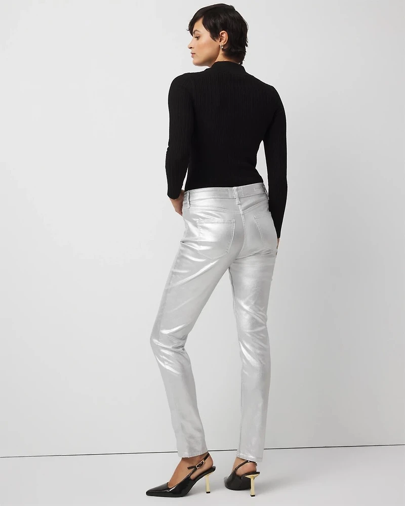 Metallic Coated High Rise Skinny Jean
