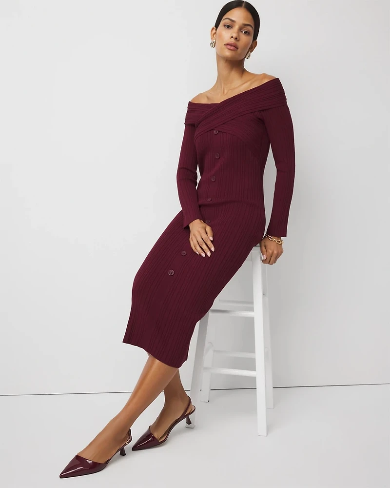 Off-The-Shoulder Sweater Dress
