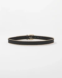 Faux Leather Belt with Chain Trim