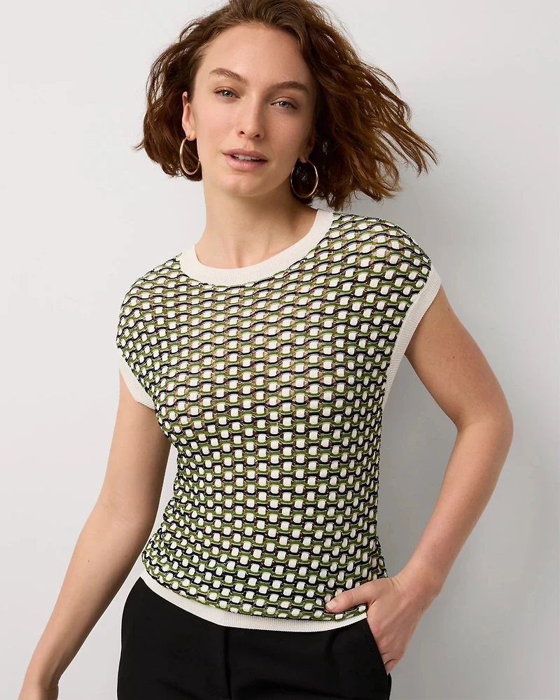 Open Stitch Knit Pullover