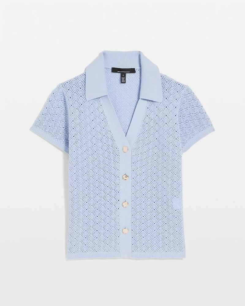 Textured Stitch Collared Cardigan