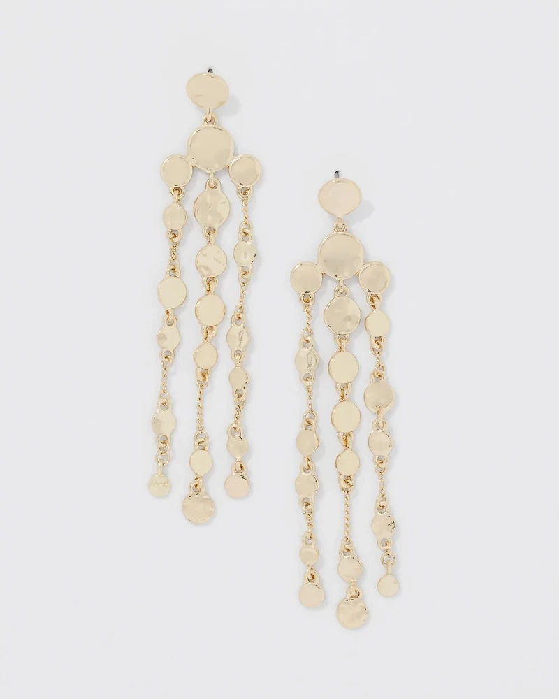 Gold Hammered Disc Chandelier Earrings
