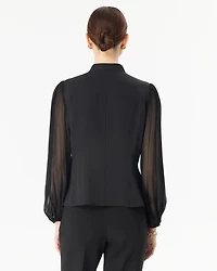 Crepe + Chiffon Button Front Blouse