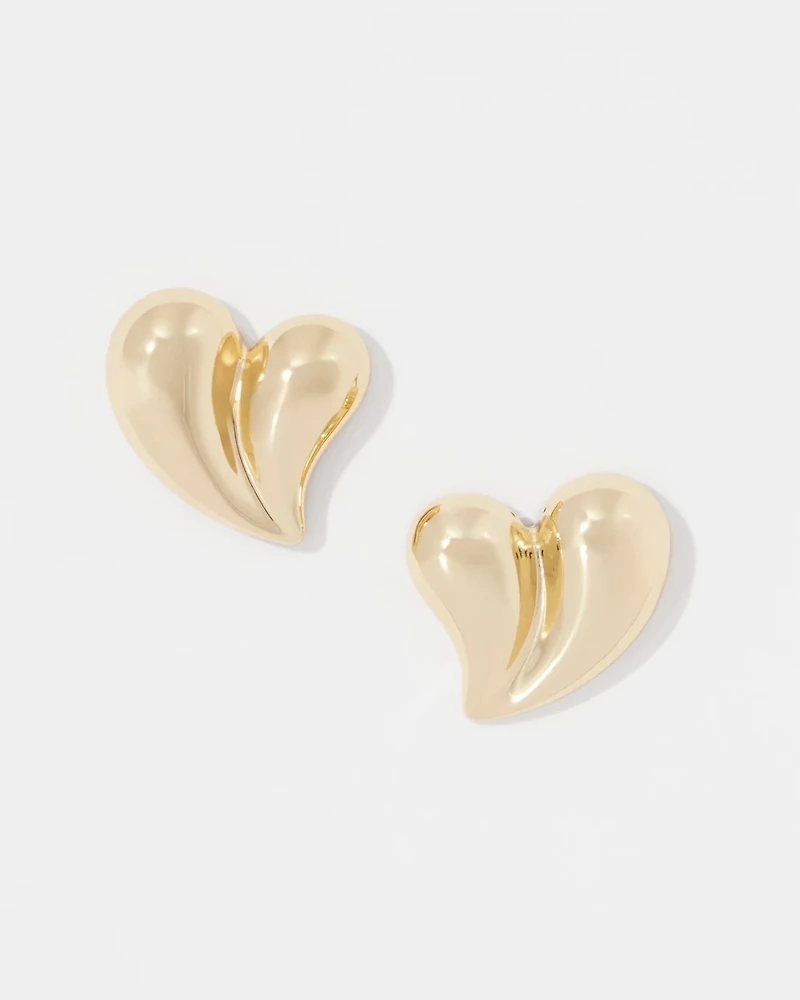 Sculptural Heart Stud Earrings
