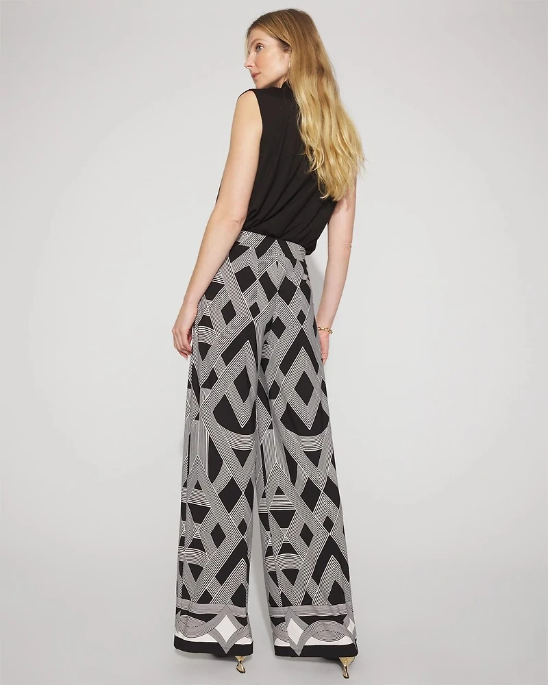 Geometric Print Matte Jersey Wide-Leg Pant