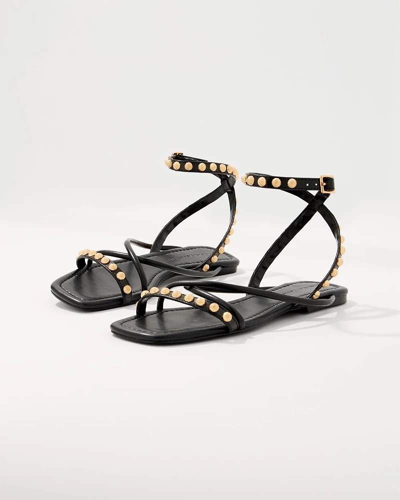 Studded Faux Wrap Gladiator Sandals