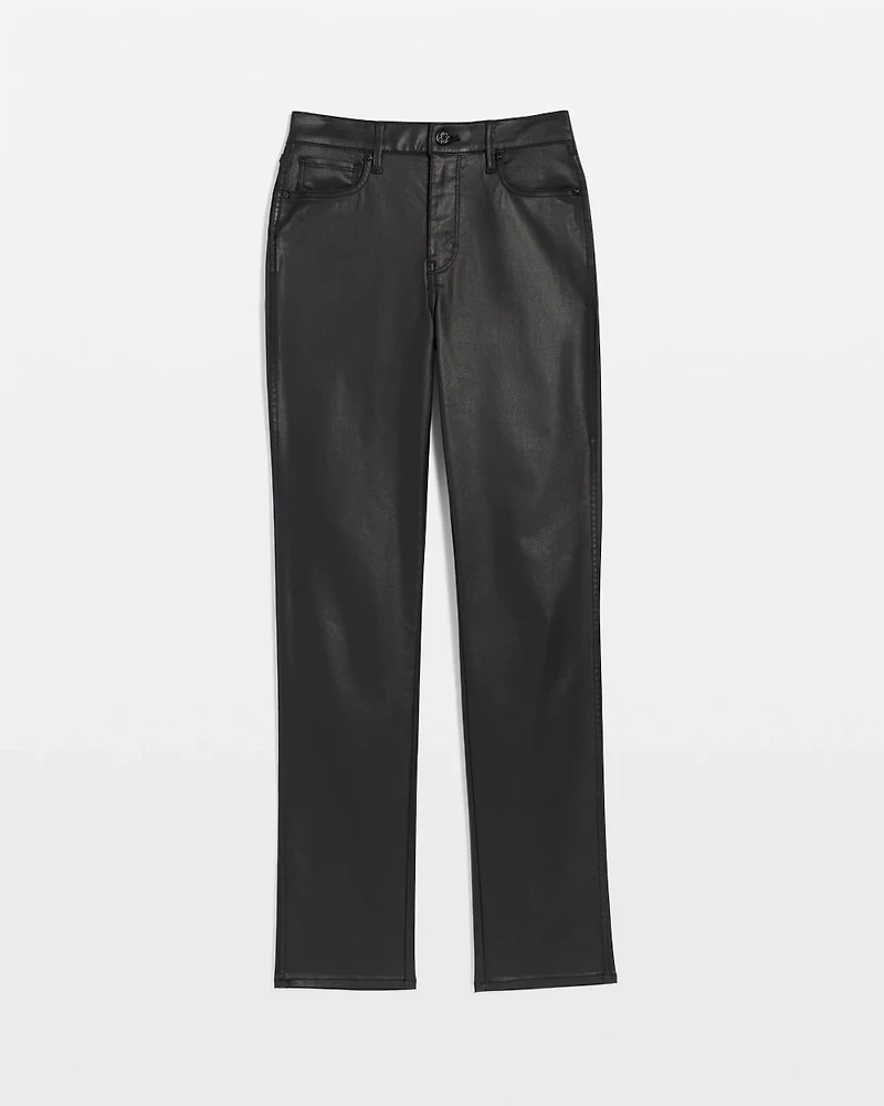 High-Rise Straight Coated Denim Jeans