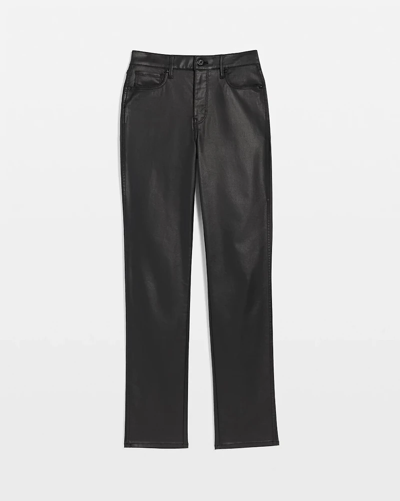High-Rise Straight Coated Denim Jeans