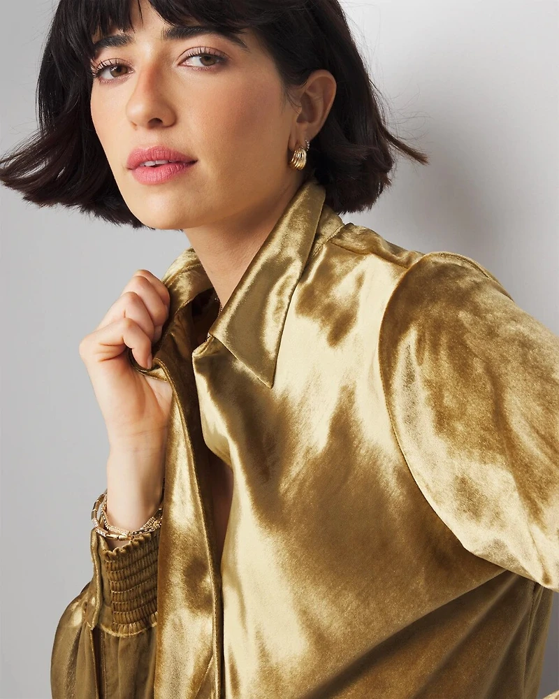 Long Sleeve Velvet Shirt