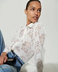 Lace Shirt with Scalloped Hem