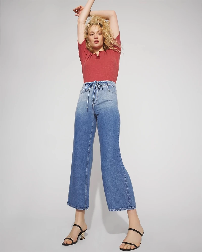 Extra High-Rise Wide-Leg Tie-Waist Cropped Jean