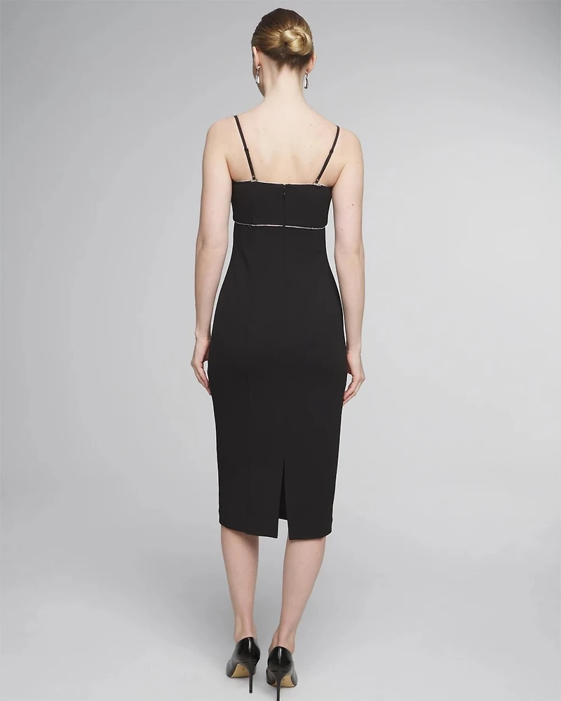 Sleeveless Crystal Trim Sheath Dress