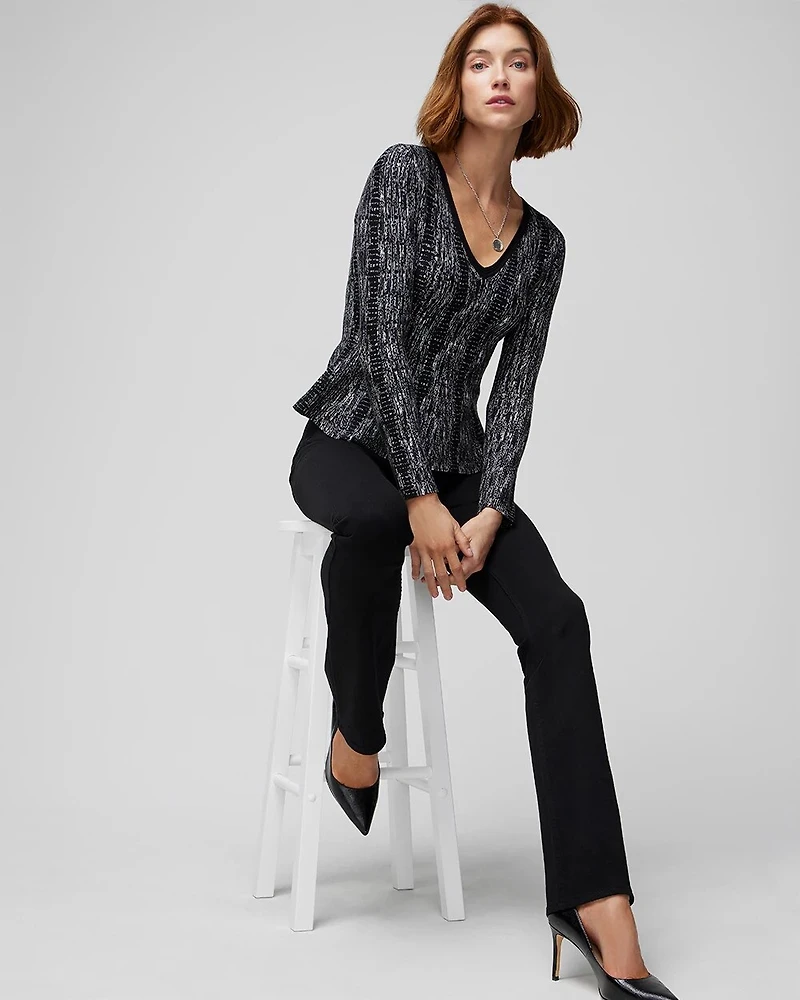 Long Sleeve V-Neck Snake Peplum