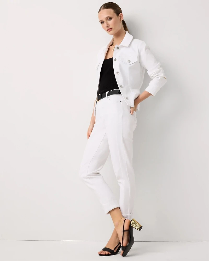 Pleated Denim Trucker Jacket