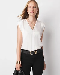 Petite Ruched Shoulder Shell Top