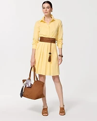 Pleated Poplin Shirt Dress