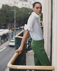 Rosette Sleeve Poplin Shirt