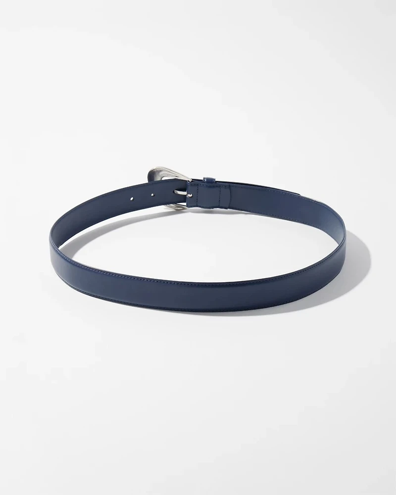 Sculptured Buckle Denim Belt