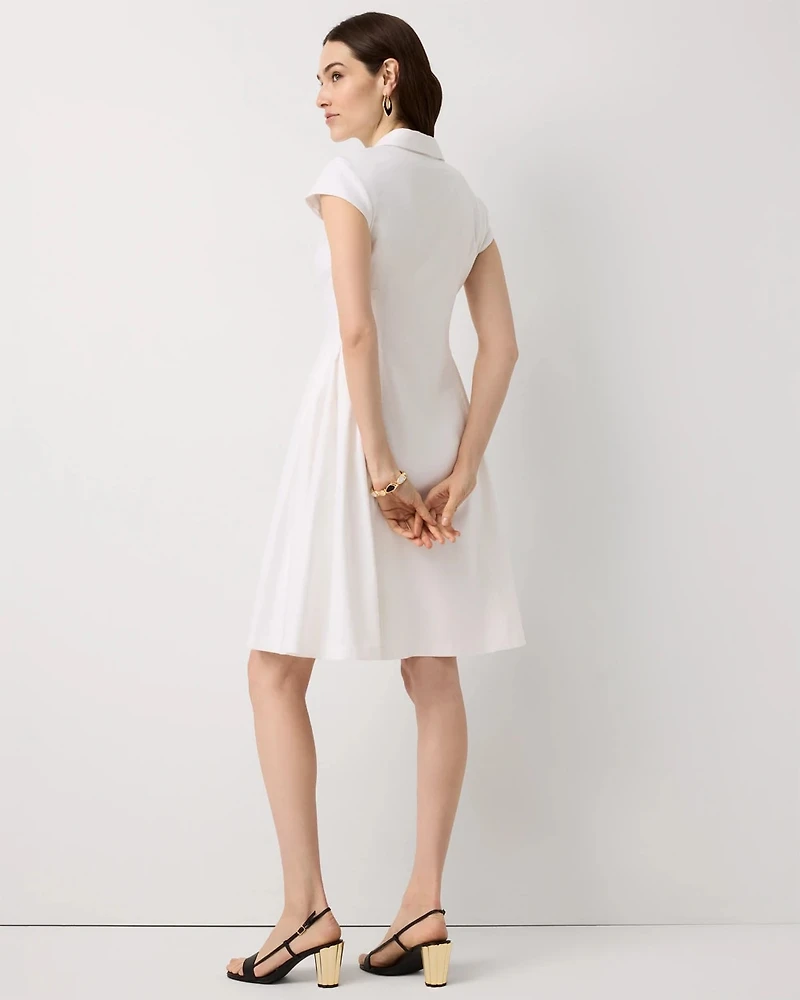 Collared Front-Zip Shirt Dress