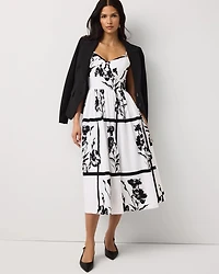 Pleated V-neck Midi Dress