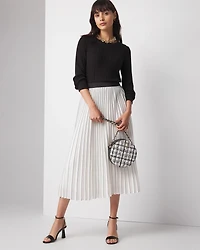 Smocked Pleated Midi Skirt