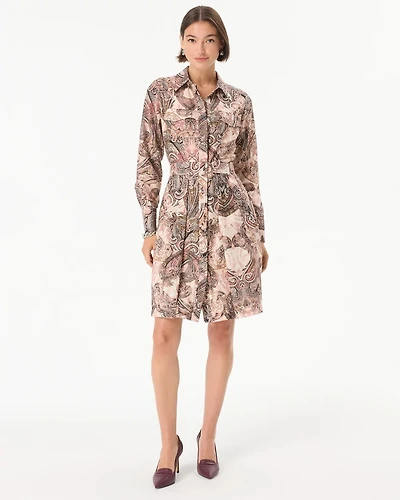 Petite Belted Button Front Shirt Dress