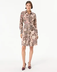 Petite Belted Button Front Shirt Dress
