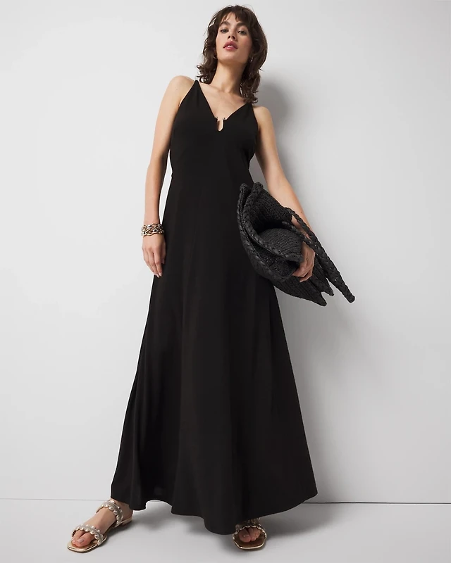 chinese dress ladies Arden White High-Neck Split Maxi Dress With Lace Sleeves – Club L London