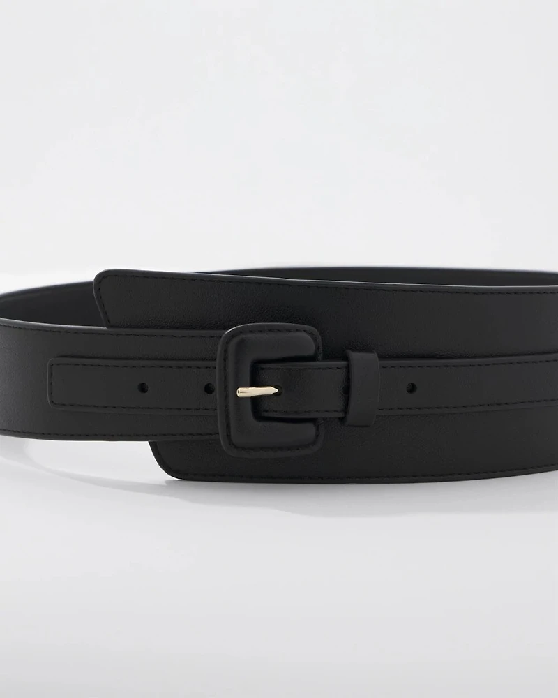 Faux Leather Asymmetrical Wide Belt