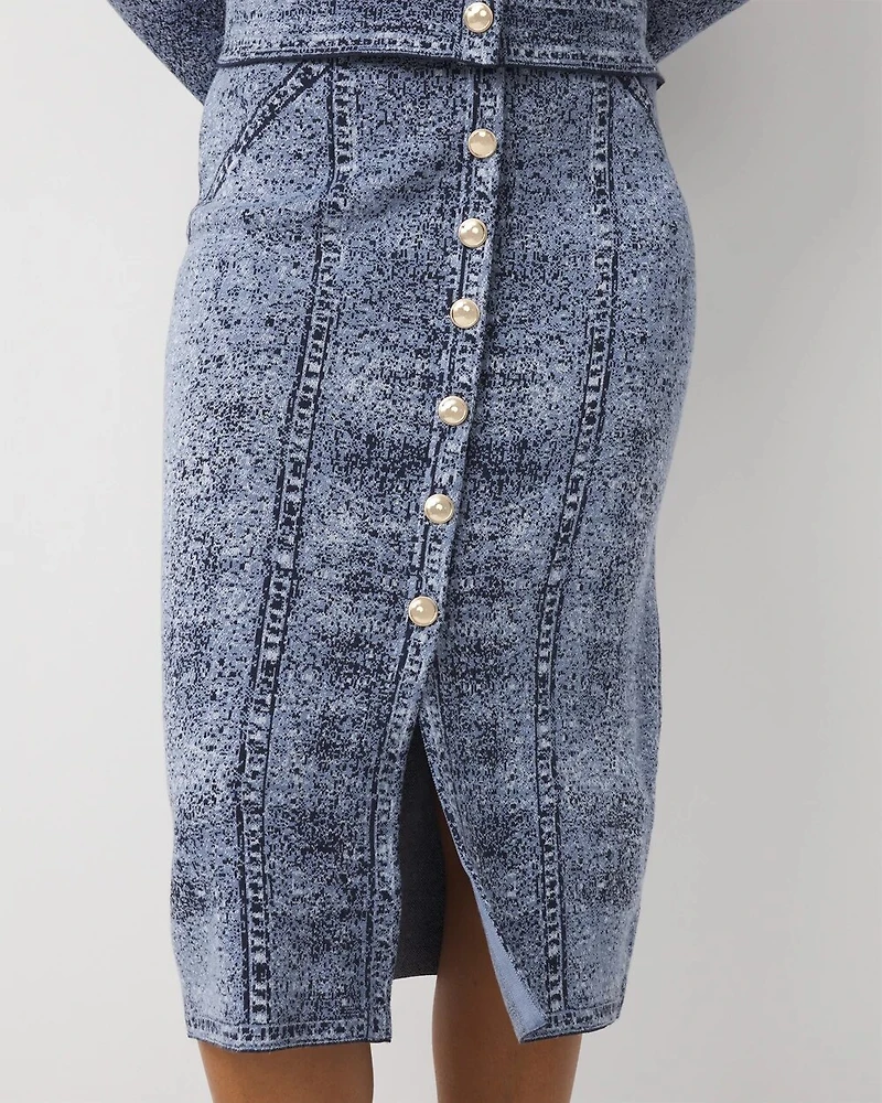 Denim Print Sweater Skirt