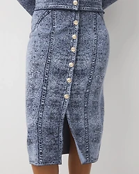 Denim Print Sweater Skirt