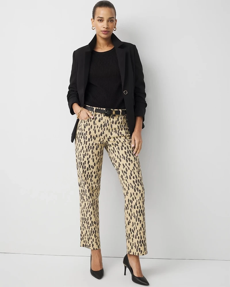 Leopard High Rise Straight Jean