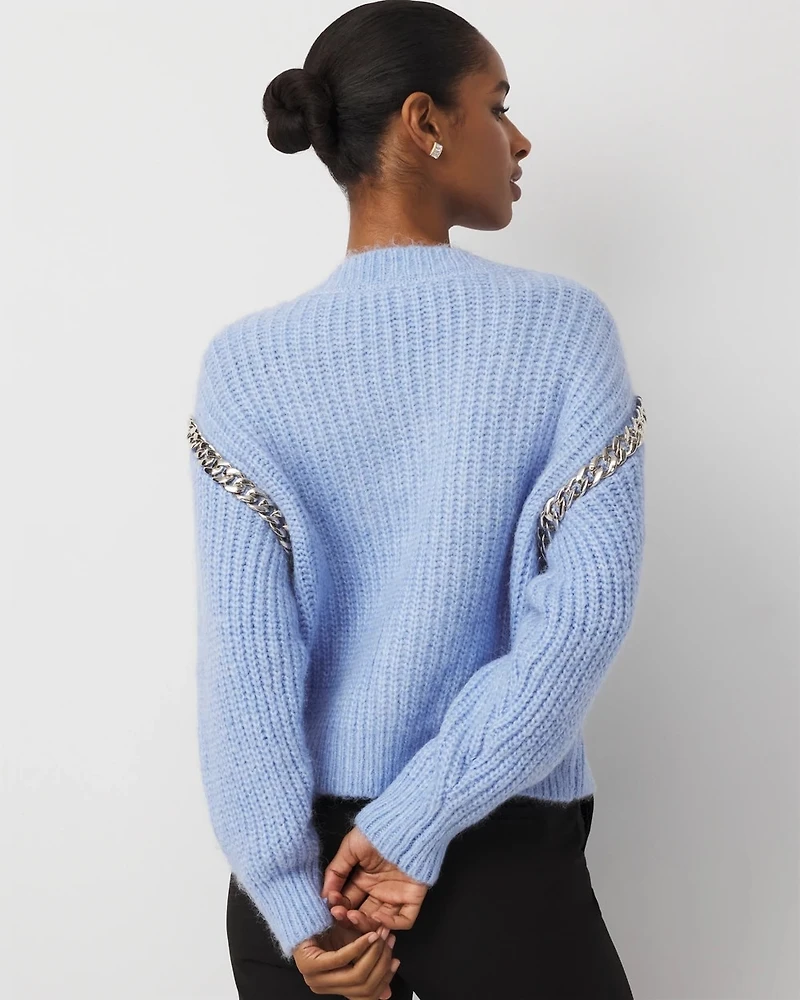 Petite Chain Detail Pullover Sweater