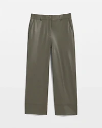 Petite Faux Leather Wide Leg Crop