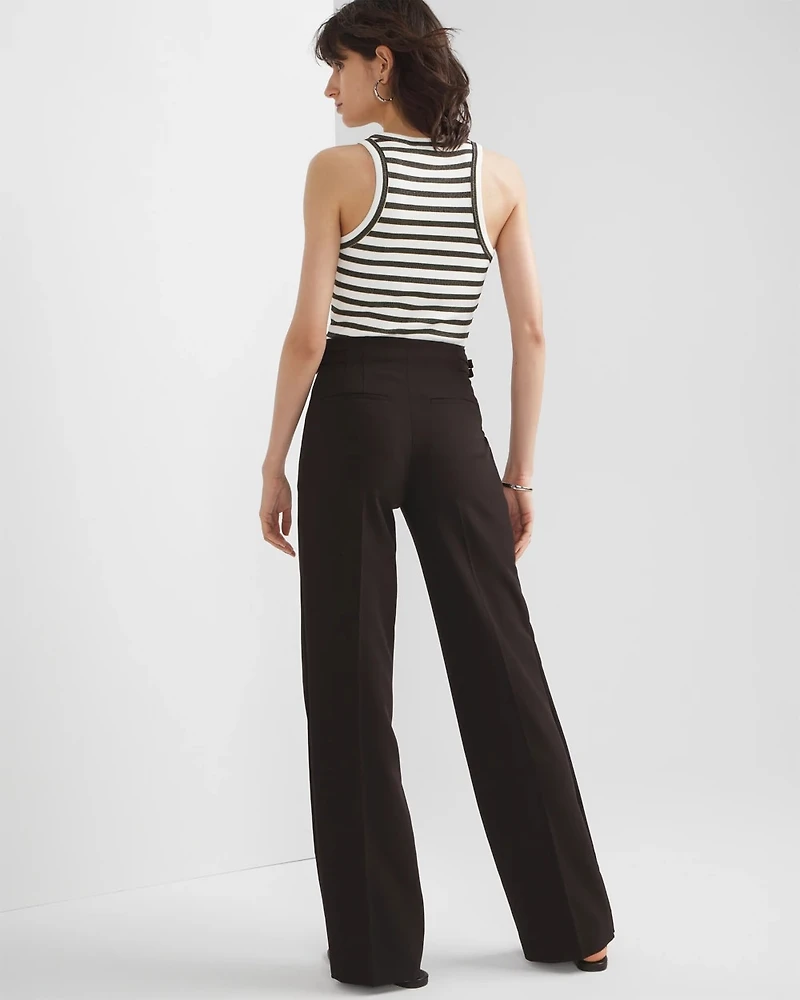 Buckle-Waist Wide-Leg Pant