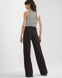 Buckle-Waist Wide-Leg Pant