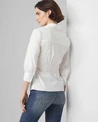 Elbow-Sleeve Poplin Shirt