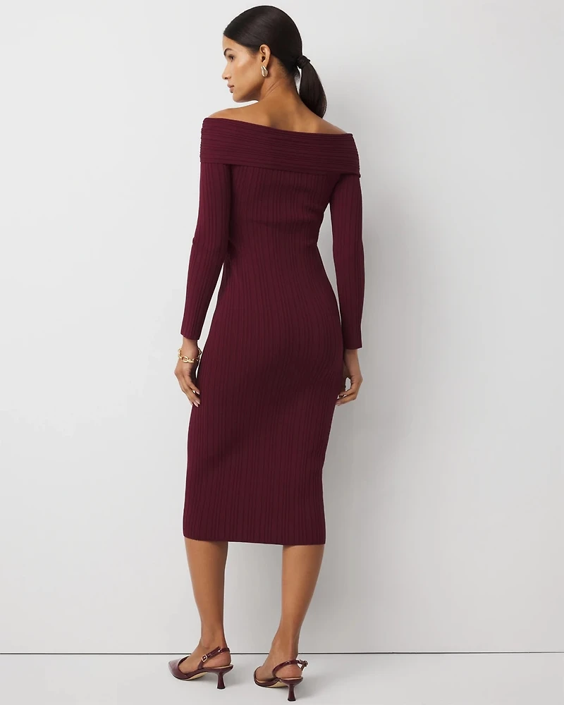 Off-The-Shoulder Sweater Dress