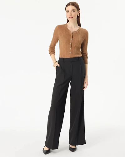 Crepe Pleated Wide Leg Pant