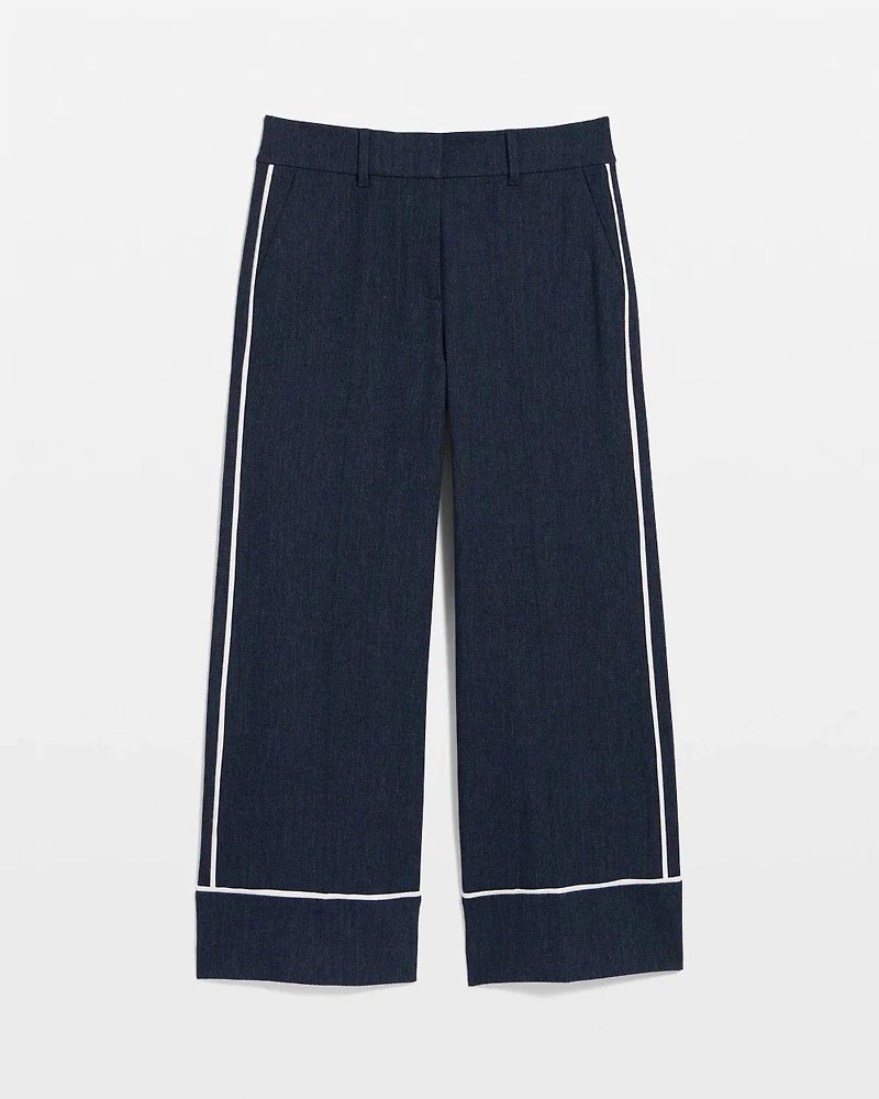 Denim-Look High Rise Wide Leg Crop