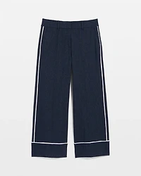 Denim-Look High Rise Wide Leg Crop