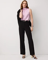 Bow Back Satin Halter Blouse