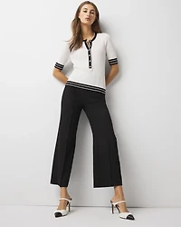 Elbow-Sleeve Henley Sweater