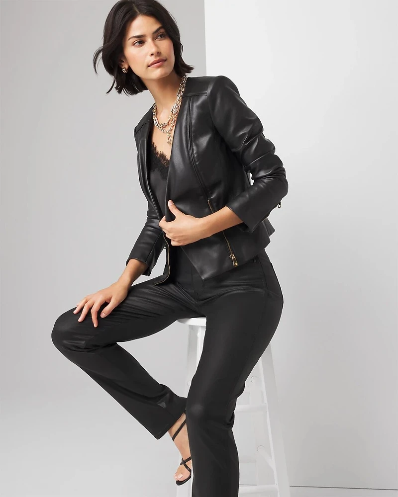 Petite Faux Leather Moto Jacket