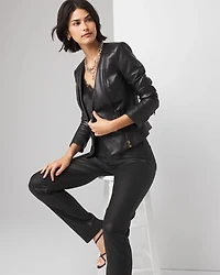 Petite Faux Leather Moto Jacket